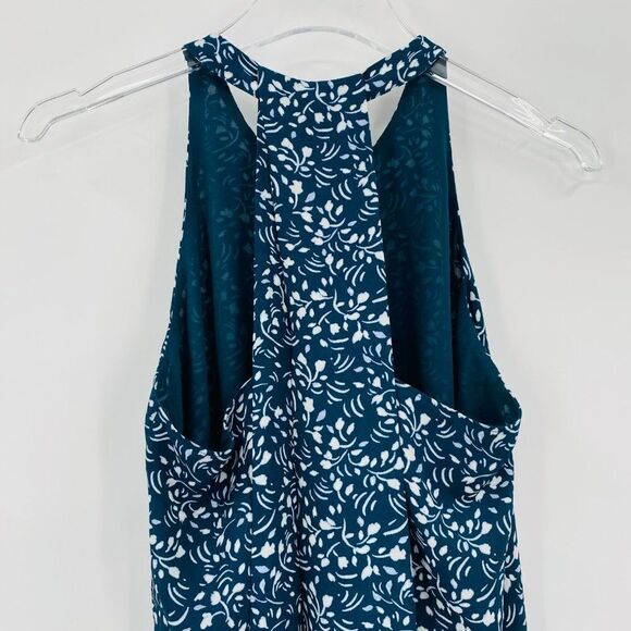 LOFT Size Small Petite Green & White Floral Keyhole Racerback Tank Top Blouse - Picture 6 of 8